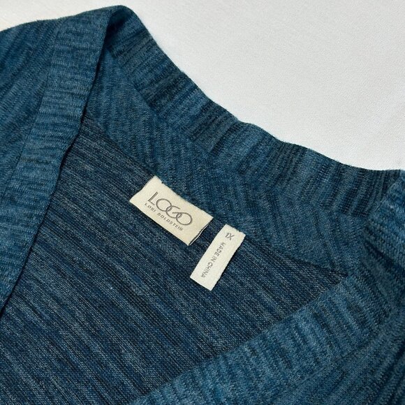 Logo Lori Goldstein Asymmetric Hem Zip Sweater Top Size 1X Lagenlook Blue Tunic - Picture 3 of 6